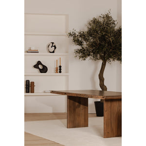 Moe's Home Lila Dining Table - Elegant Acacia Wood Live Edge Design With Bullnose Edging For Sophisticated Dining Brown Acacia Wood,Metal Connecting Plate Bb-1015-03-0