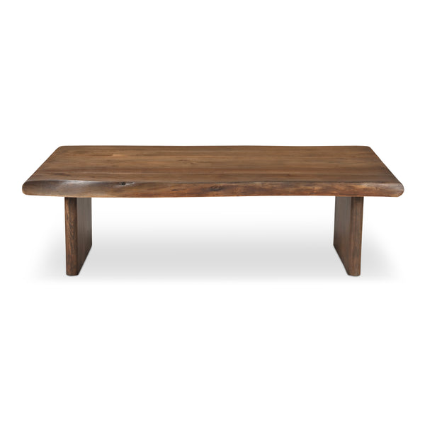 Moe's Home Lila Coffee Table With Elegant Live Edge Design And Bullnose Edging, Perfect For Modern Spaces Brown Acacia Wood,Metal Connecting Plate Bb-1016-03-0