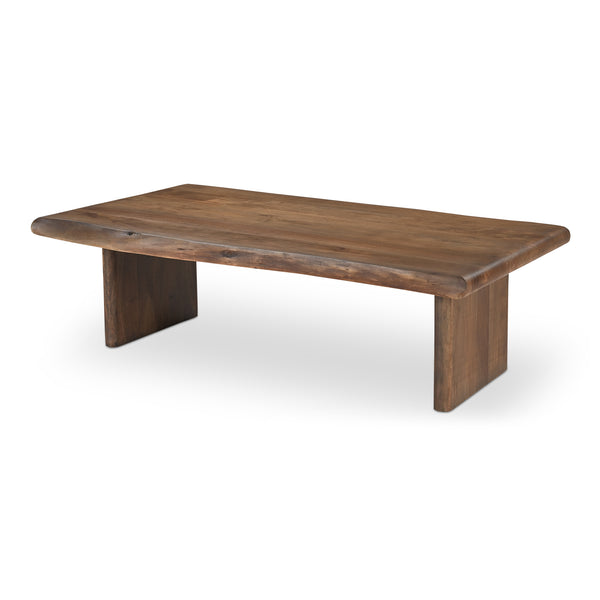 Moe's Home Lila Coffee Table With Elegant Live Edge Design And Bullnose Edging, Perfect For Modern Spaces Brown Acacia Wood,Metal Connecting Plate Bb-1016-03-0