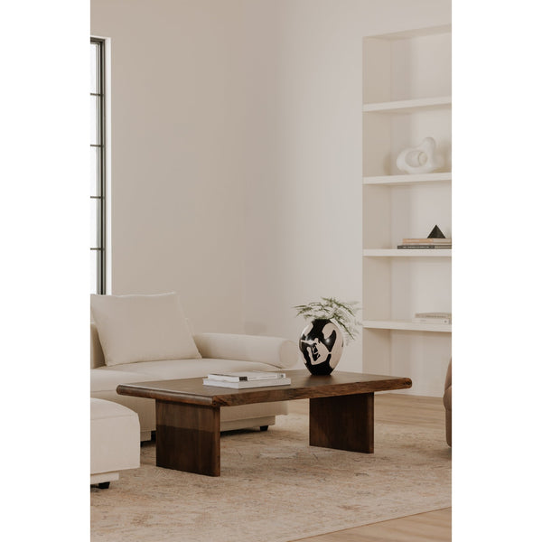 Moe's Home Lila Coffee Table With Elegant Live Edge Design And Bullnose Edging, Perfect For Modern Spaces Brown Acacia Wood,Metal Connecting Plate Bb-1016-03-0