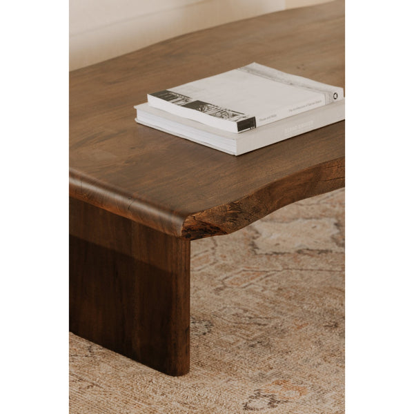 Moe's Home Lila Coffee Table With Elegant Live Edge Design And Bullnose Edging, Perfect For Modern Spaces Brown Acacia Wood,Metal Connecting Plate Bb-1016-03-0
