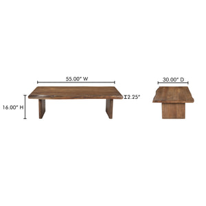 Moe's Home Lila Coffee Table With Elegant Live Edge Design And Bullnose Edging, Perfect For Modern Spaces Brown Acacia Wood,Metal Connecting Plate Bb-1016-03-0