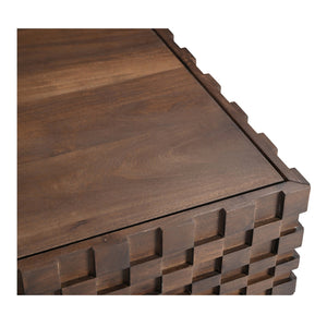 Moe's Home Easton Geometric Storage Coffee Table In Solid Acacia Wood - No Assembly Required, Modern Design Brown Acacia Wood,Acacia Veneer Bb-1018-03