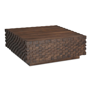 Moe's Home Easton Geometric Storage Coffee Table In Solid Acacia Wood - No Assembly Required, Modern Design Brown Acacia Wood,Acacia Veneer Bb-1018-03