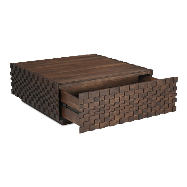 Moe's Home Easton Geometric Storage Coffee Table In Solid Acacia Wood - No Assembly Required, Modern Design Brown Acacia Wood,Acacia Veneer Bb-1018-03