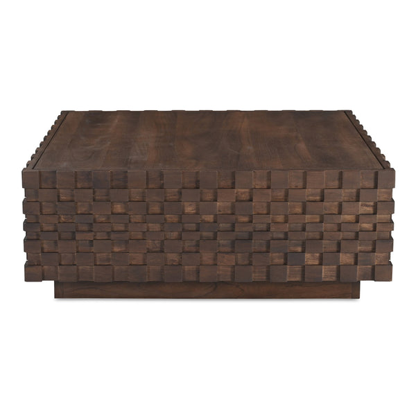 Moe's Home Easton Geometric Storage Coffee Table In Solid Acacia Wood - No Assembly Required, Modern Design Brown Acacia Wood,Acacia Veneer Bb-1018-03