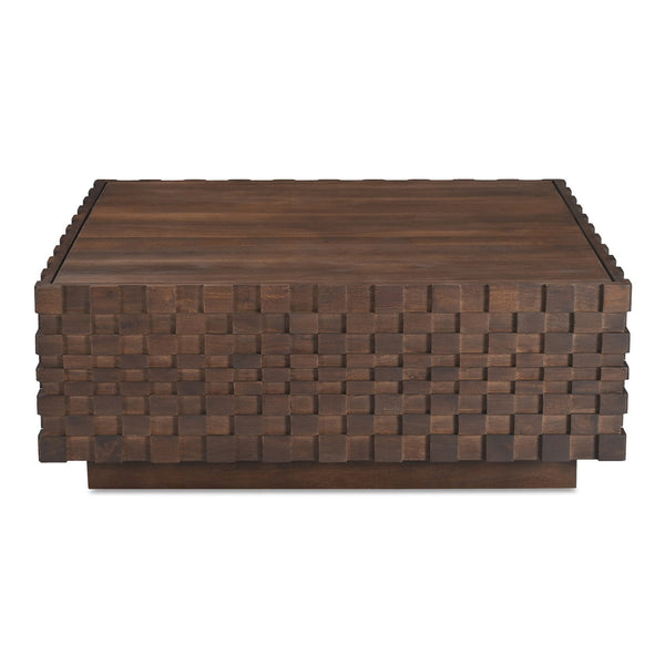 Moe's Home Easton Geometric Storage Coffee Table In Solid Acacia Wood - No Assembly Required, Modern Design Brown Acacia Wood,Acacia Veneer Bb-1018-03