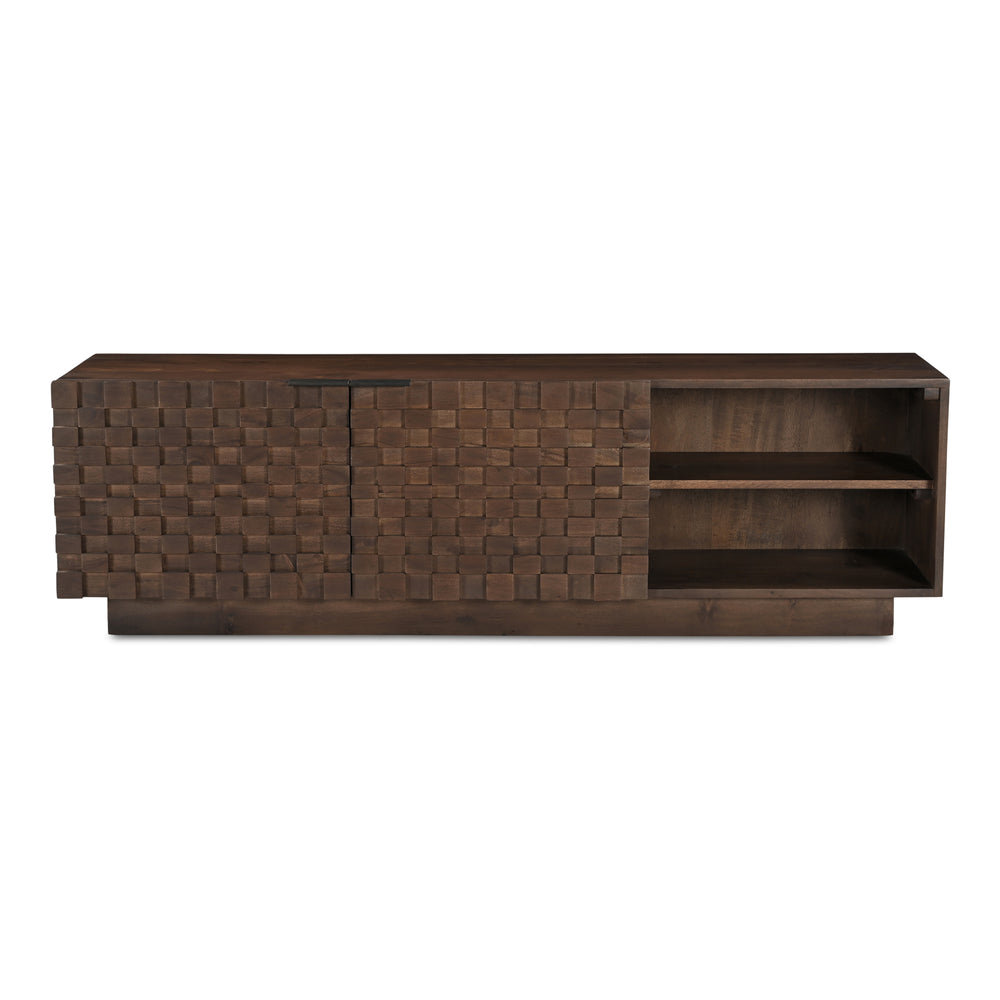 Moe's Home Easton Media Cabinet – Modern Geometric Design In Solid Acacia Wood, No Assembly Required, Stylish Storage Brown Acacia Wood,Acacia Veneer Bb-1020-03