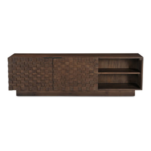 Moe's Home Easton Media Cabinet – Modern Geometric Design In Solid Acacia Wood, No Assembly Required, Stylish Storage Brown Acacia Wood,Acacia Veneer Bb-1020-03