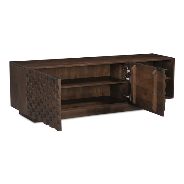 Moe's Home Easton Media Cabinet – Modern Geometric Design In Solid Acacia Wood, No Assembly Required, Stylish Storage Brown Acacia Wood,Acacia Veneer Bb-1020-03