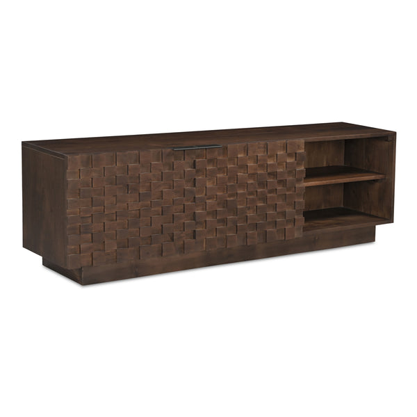 Moe's Home Easton Media Cabinet – Modern Geometric Design In Solid Acacia Wood, No Assembly Required, Stylish Storage Brown Acacia Wood,Acacia Veneer Bb-1020-03
