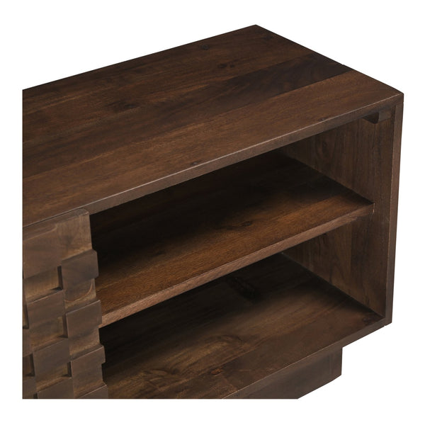Moe's Home Easton Media Cabinet – Modern Geometric Design In Solid Acacia Wood, No Assembly Required, Stylish Storage Brown Acacia Wood,Acacia Veneer Bb-1020-03