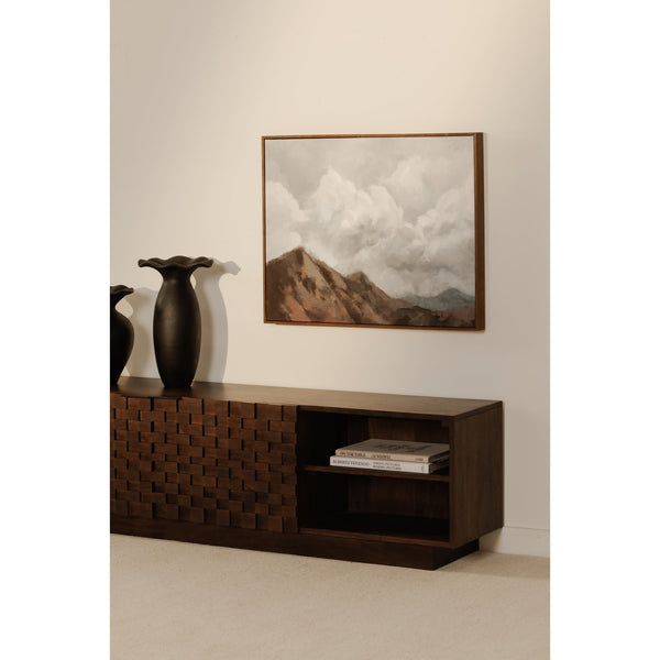 Moe's Home Easton Media Cabinet – Modern Geometric Design In Solid Acacia Wood, No Assembly Required, Stylish Storage Brown Acacia Wood,Acacia Veneer Bb-1020-03
