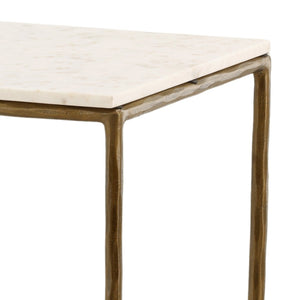 Karina Living Perugia Console Table with White Marble Top & Antique Brass Base - Elegant Entryway Accent Piece BB218-WHIT