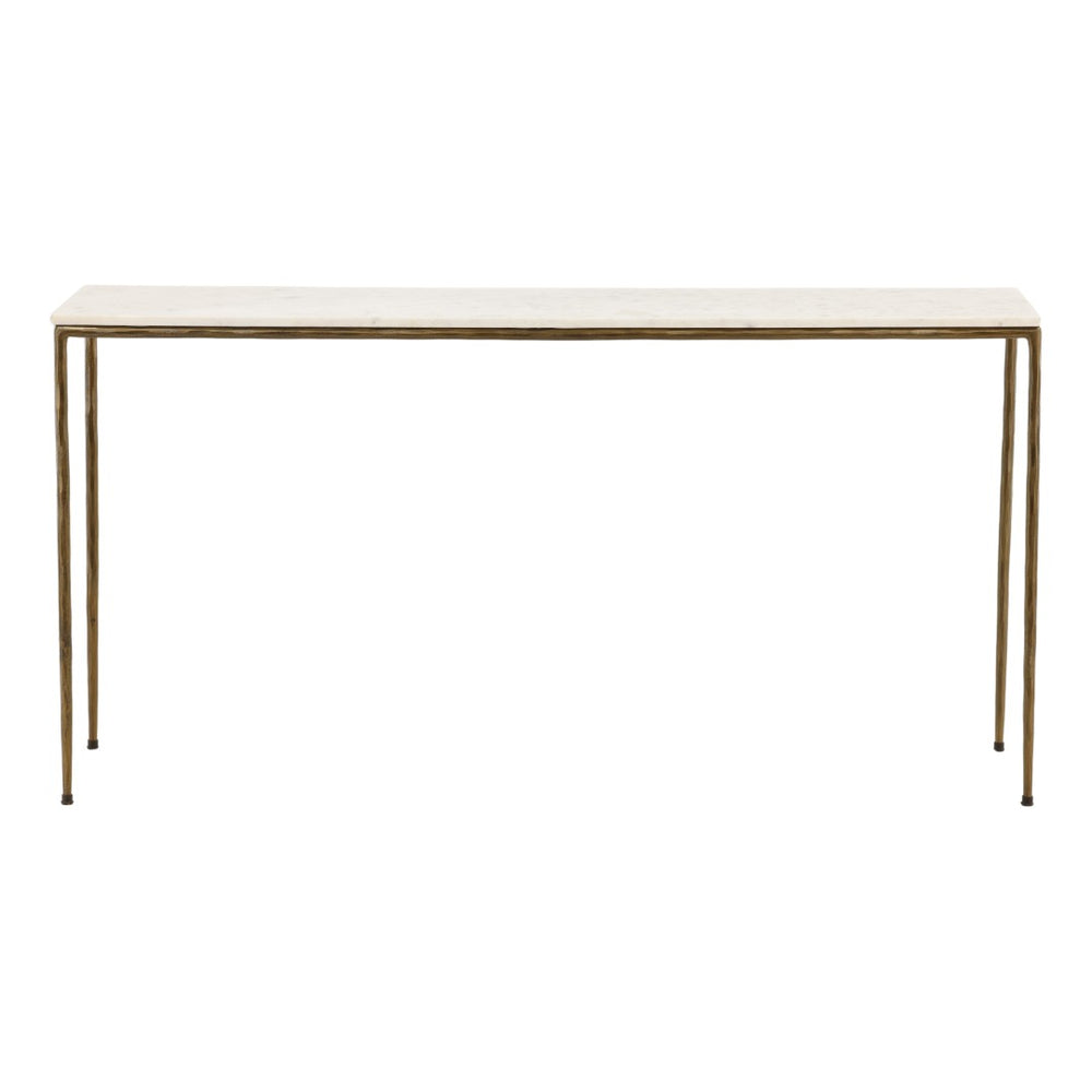 Karina Living Perugia Console Table with White Marble Top & Antique Brass Base - Elegant Entryway Accent Piece BB218-WHIT