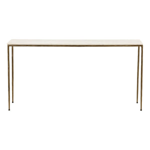 Karina Living Perugia Console Table with White Marble Top & Antique Brass Base - Elegant Entryway Accent Piece BB218-WHIT