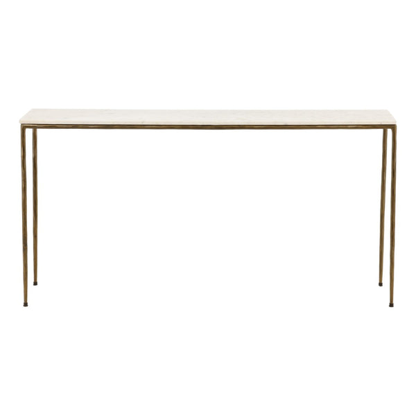 Karina Living Perugia Console Table with White Marble Top & Antique Brass Base - Elegant Entryway Accent Piece BB218-WHIT