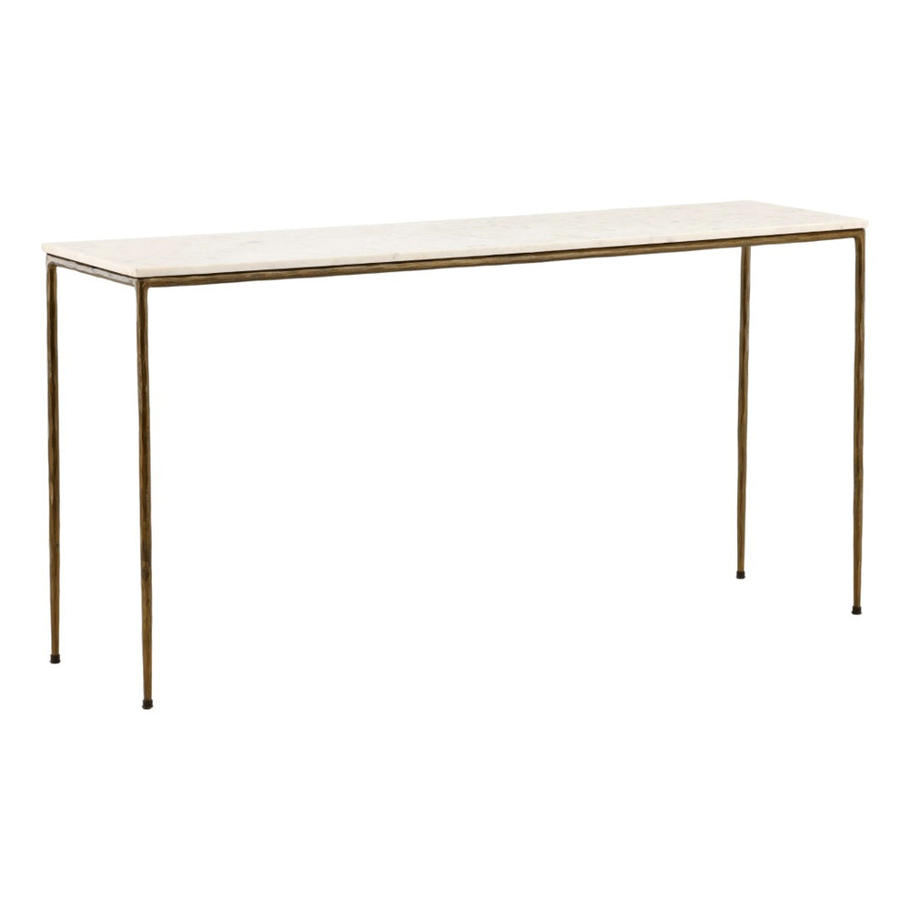 Karina Living Perugia Console Table with White Marble Top & Antique Brass Base - Elegant Entryway Accent Piece BB218-WHIT