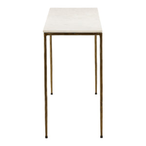 Karina Living Perugia Console Table with White Marble Top & Antique Brass Base - Elegant Entryway Accent Piece BB218-WHIT