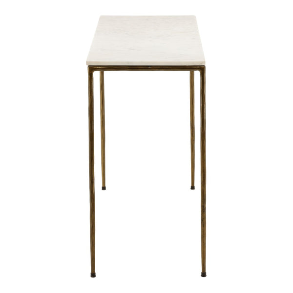 Karina Living Perugia Console Table with White Marble Top & Antique Brass Base - Elegant Entryway Accent Piece BB218-WHIT