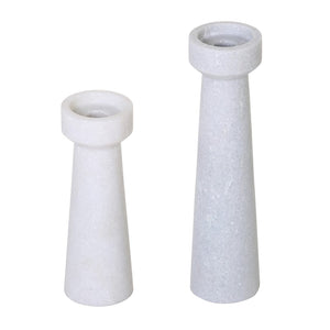 Dovetail Felipa Candle Stand Set of 2 Marble - White