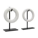 Karina Living Sculpture Set of 2 Marble and Metal - White