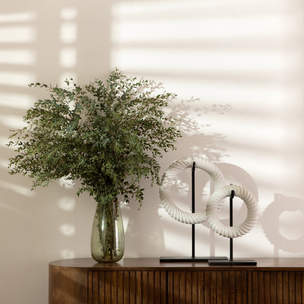 Dovetail Armenta Sculpture Set of 2 Marble and Metal - White