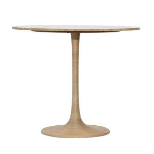 Dovetail Martine Bistro Table Travertine, Iron and Rattan - Natural