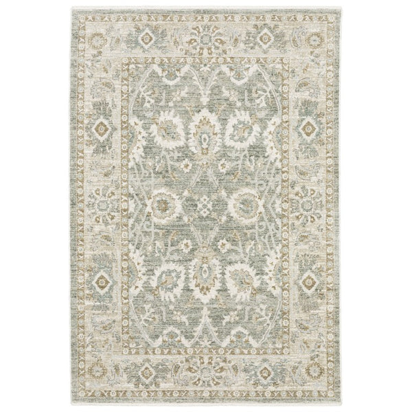 Oriental Weavers Brookhaven Vintage Inspired Polyester Accent Rug with Space Dyed Sage and Terracotta Tones 2' x 3' BBKH02060090ST