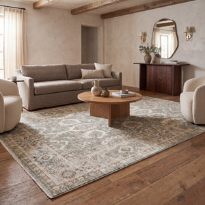 Oriental Weavers Brookhaven Vintage Inspired Polyester Accent Rug with Space Dyed Sage and Terracotta Tones 2' x 3' BBKH02060090ST