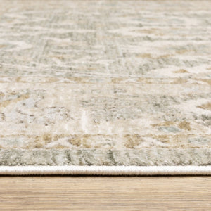 Oriental Weavers Brookhaven Vintage Inspired Polyester Accent Rug with Space Dyed Sage and Terracotta Tones 2' x 3' BBKH02060090ST