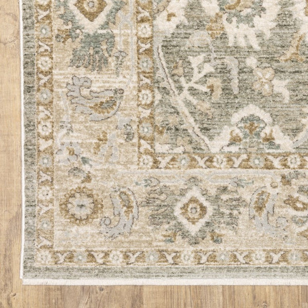 Oriental Weavers Brookhaven Vintage Inspired Polyester Accent Rug with Space Dyed Sage and Terracotta Tones 3' x 5' BBKH02090152ST