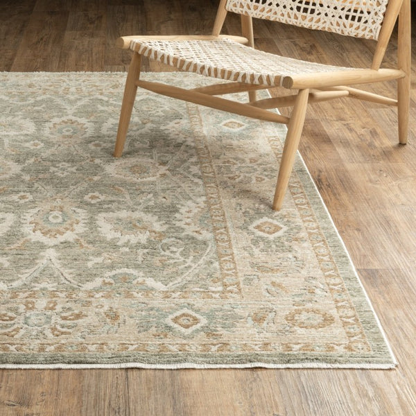 Oriental Weavers Brookhaven Vintage Inspired Polyester Accent Rug with Space Dyed Sage and Terracotta Tones 5'1" x 7'6" BBKH02152228ST
