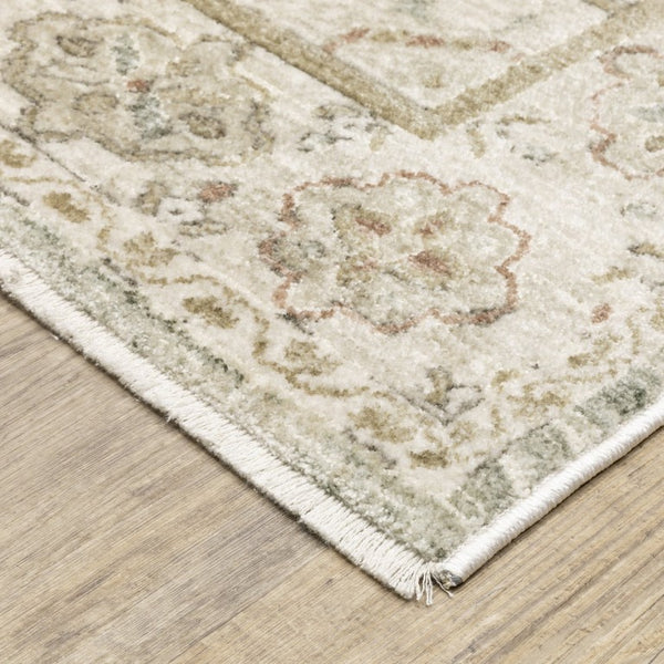 Oriental Weavers Brookhaven Vintage Motif Polyester Accent Rug with Sage and Mocha Tones for Entryways 2' x 3' BBKH07060090ST
