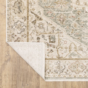 Oriental Weavers Brookhaven Vintage Motif Polyester Accent Rug with Sage and Mocha Tones for Entryways 2' x 7'6" BBKH07060228ST