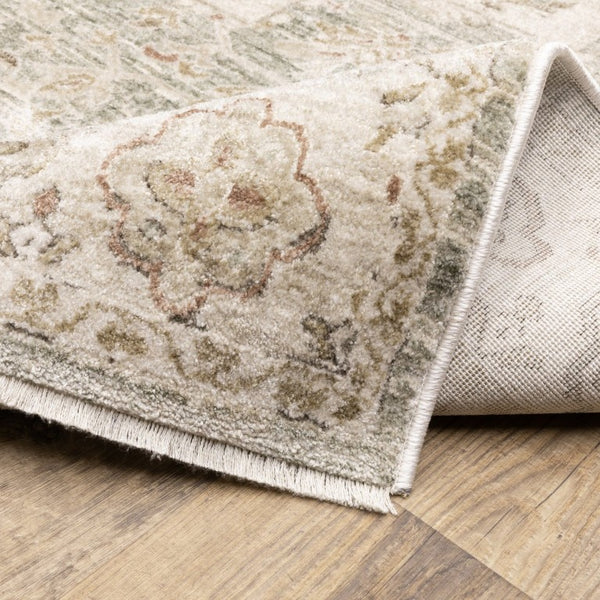 Oriental Weavers Brookhaven Vintage Motif Polyester Accent Rug with Sage and Mocha Tones for Entryways 2' x 7'6" BBKH07060228ST