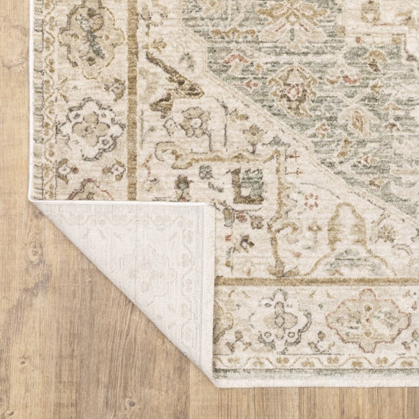 Oriental Weavers Brookhaven Vintage Motif Polyester Accent Rug with Sage and Mocha Tones for Entryways 2' x 10' BBKH07060305ST