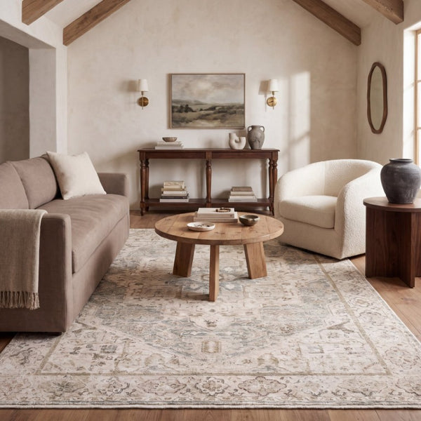 Oriental Weavers Brookhaven Vintage Motif Polyester Accent Rug with Sage and Mocha Tones for Entryways 3' x 5' BBKH07090152ST