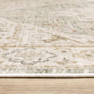 Oriental Weavers Brookhaven Vintage Motif Polyester Accent Rug with Sage and Mocha Tones for Entryways 3' x 5' BBKH07090152ST