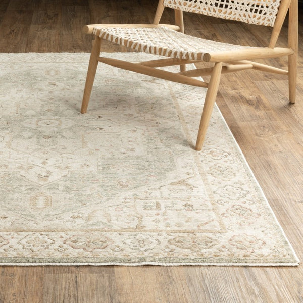 Oriental Weavers Brookhaven Vintage Motif Polyester Accent Rug with Sage and Mocha Tones for Entryways 5'1" x 7'6" BBKH07152228ST