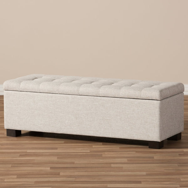 Baxton Studio Baxton Studio Roanoke Stylish Beige Storage Ottoman Bench with Grid-Tufting for Modern Spaces BBT3101-OTTO-Beige-H1217-3