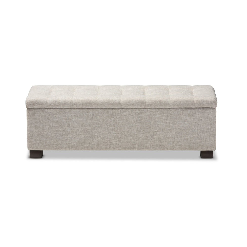 Baxton Studio Baxton Studio Roanoke Stylish Beige Storage Ottoman Bench with Grid-Tufting for Modern Spaces BBT3101-OTTO-Beige-H1217-3