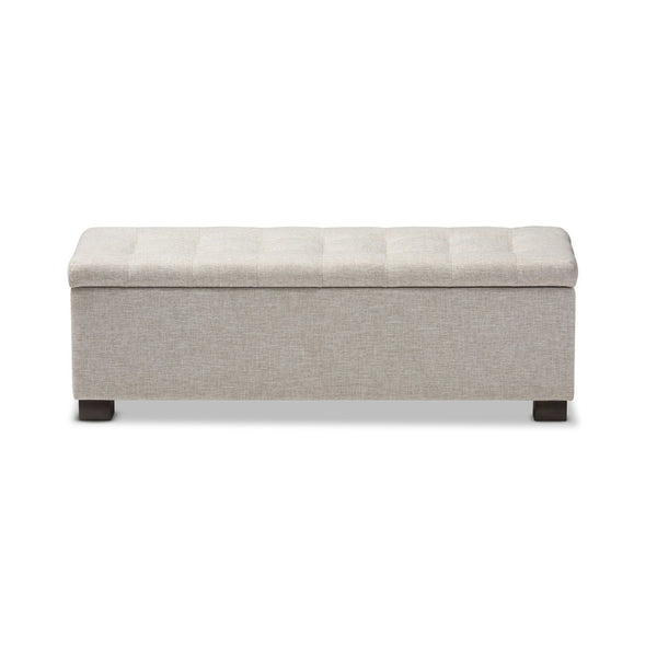 Baxton Studio Baxton Studio Roanoke Stylish Beige Storage Ottoman Bench with Grid-Tufting for Modern Spaces BBT3101-OTTO-Beige-H1217-3