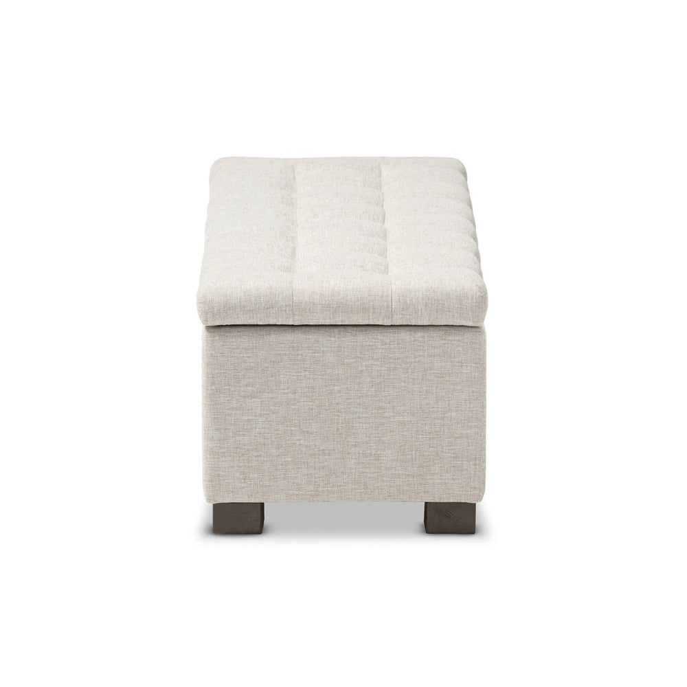 Baxton Studio Baxton Studio Roanoke Stylish Beige Storage Ottoman Bench with Grid-Tufting for Modern Spaces BBT3101-OTTO-Beige-H1217-3