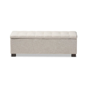 Baxton Studio Baxton Studio Roanoke Stylish Beige Storage Ottoman Bench with Grid-Tufting for Modern Spaces BBT3101-OTTO-Beige-H1217-3