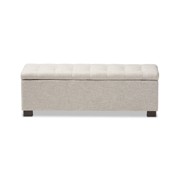 Baxton Studio Baxton Studio Roanoke Stylish Beige Storage Ottoman Bench with Grid-Tufting for Modern Spaces BBT3101-OTTO-Beige-H1217-3