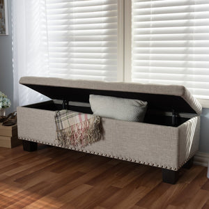 Baxton Studio Baxton Studio Modern Beige Fabric Storage Ottoman Bench with Button-Tufting & Hidden Compartment BBT3136-OTTO-Beige-H1217-3