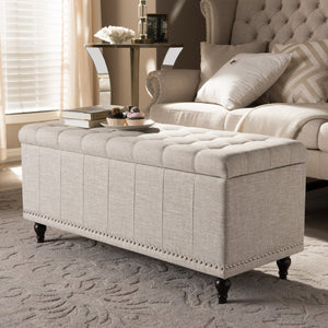 Baxton Studio Baxton Studio Kaylee Modern Classic Beige Storage Ottoman Bench with Button-Tufting & Hidden Space BBT3137-OTTO-Beige-H1217-3
