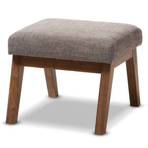 Baxton Studio Baxton Studio Aberdeen Ottoman: Mid-Century Modern Gravel Upholstered Footstool with Walnut Legs BBT5254-Gravel-OTTO-TH1308