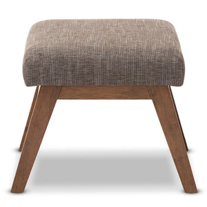 Baxton Studio Baxton Studio Aberdeen Ottoman: Mid-Century Modern Gravel Upholstered Footstool with Walnut Legs BBT5254-Gravel-OTTO-TH1308
